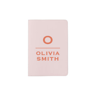 Monogram Blush Pink Elegant and Minimalist Passport Holder