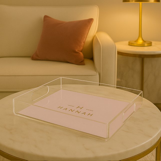 Monogram Blush Pink | Elegant Gold Minimalist Acrylic Tray (Creator Uploaded)