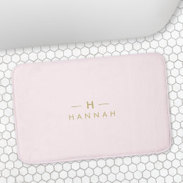 Monogram Blush Pink | Elegant Gold Minimalist Bath Mat