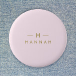 Monogram Blush Pink | Elegant Gold Minimalist Button<br><div class="desc">A simple stylish custom monogram design in a gold modern minimalist typography on an elegant pastel blush pink background. The monogram initials and name can easily be personalized along with the feature line to make a design as unique as you are! The perfect bespoke gift or accessory for any occasion....</div>