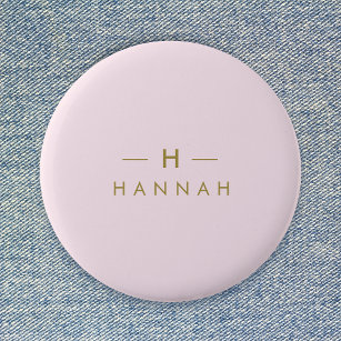 Monogram Blush Pink   Elegant Gold Minimalist Button