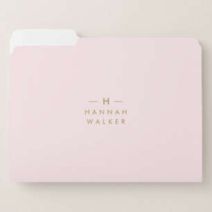 Monogram Blush Pink Elegant Gold Minimalist File Folder