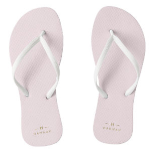 Monogram Blush Pink Elegant Gold Minimalist Flip Flops