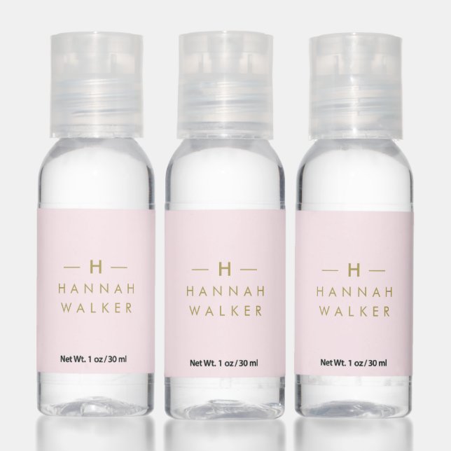 Monogram Blush Pink | Elegant Gold Minimalist Hand Sanitizer (Set)