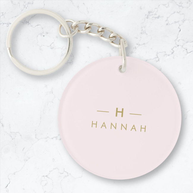 Monogram Blush Pink | Elegant Gold Minimalist Keychain