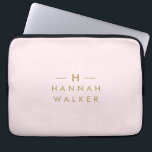 Monogram Blush Pink | Elegant Gold Minimalist Laptop Sleeve<br><div class="desc">A simple stylish custom monogram design in a gold modern minimalist typography on an elegant pastel blush pink background. The monogram initials and name can easily be personalized along with the feature line to make a design as unique as you are! The perfect bespoke gift or accessory for any occasion....</div>