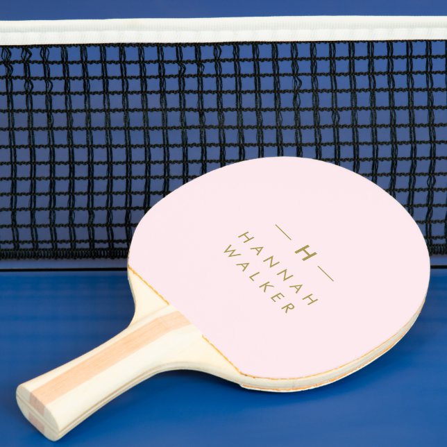 Monogram Blush Pink | Elegant Gold Minimalist Ping Pong Paddle (Insitu)