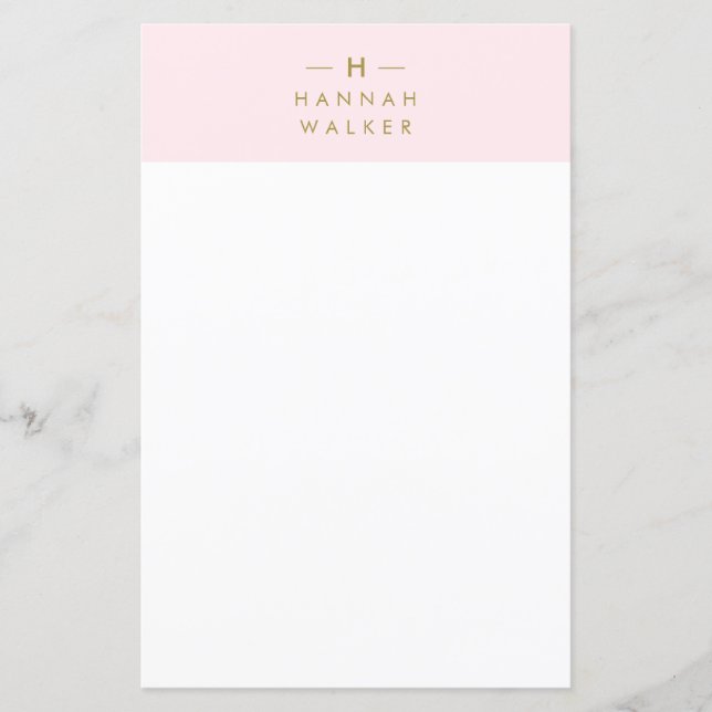 Monogram Blush Pink | Elegant Gold Stationary (Front)