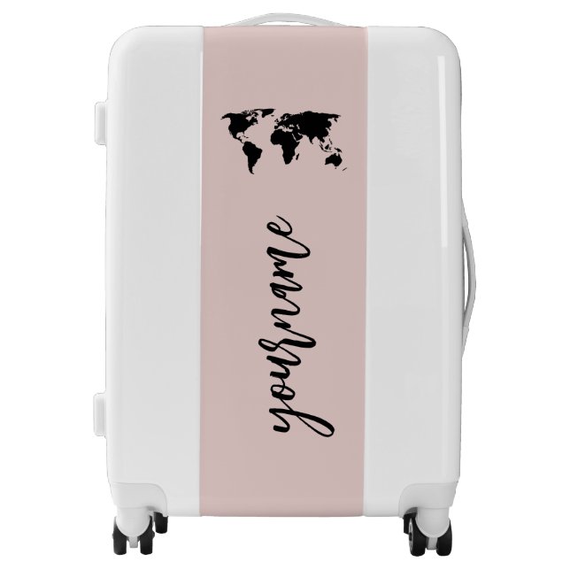 Monogram Blush Pink Elegant Modern Minimalist Luggage (Front)