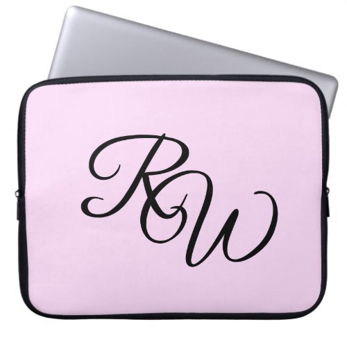 Monogram Blush Pink  Elegant stylish Minimalist Laptop Sleeve