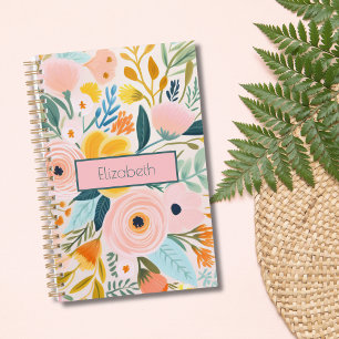 Monogram Blush Pink Floral Botanical Watercolor Planner
