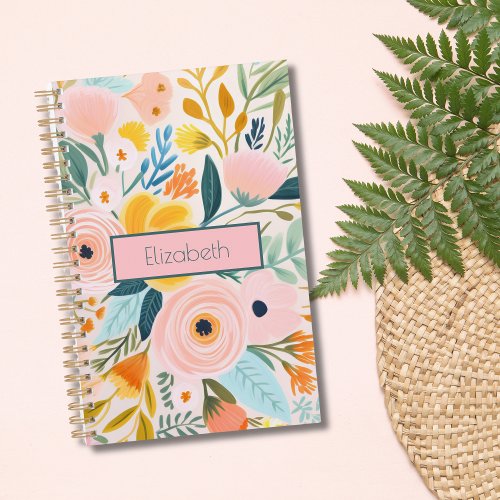 Monogram Blush Pink Floral Botanical Watercolor  Planner