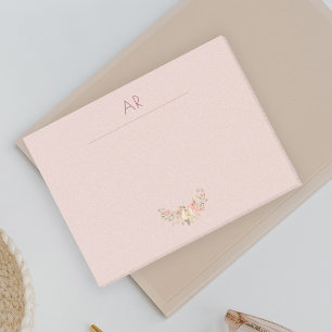 Monogram blush pink floral personalized post-it notes