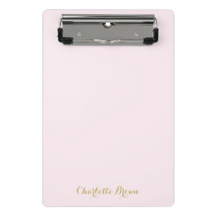 Monogram Blush Pink Gold Modern Minimalist Mini Clipboard