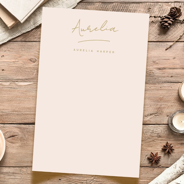Monogram | Blush Pink Gold Simple Personalized Stationery (Creator Uploaded)