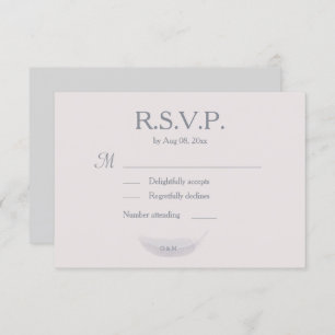 Monogram Blush Pink Gray Feather Wedding RSVP Invitation
