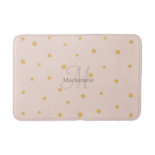 Monogram Blush Pink Lucky Stars Bath Mat