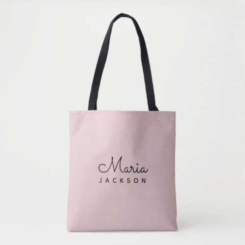 Monogram Blush Pink Minimalist Feminine Tote Bag