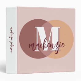 Monogram Blush Pink Minimalist Modern Feminine 3 Ring Binder