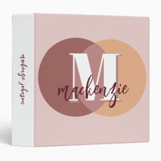 Monogram Blush Pink Minimalist Modern Feminine 3 Ring Binder