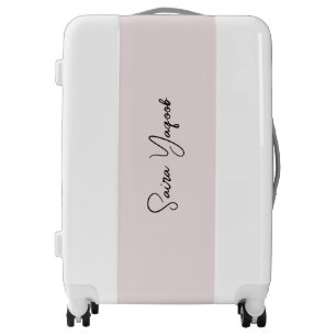 Monogram Blush Pink minimalist Name Signature Luggage