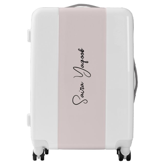 Monogram Blush Pink minimalist Name Signature Luggage (Front)