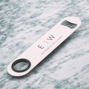 Monogram Blush Pink Modern Minimalist Elegant Bar Key