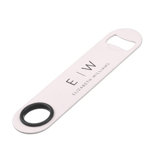 Monogram Blush Pink Modern Minimalist Elegant Bar Key