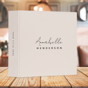Monogram Blush Pink   Modern Minimalist Feminine 3 Ring Binder