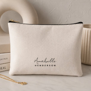 Monogram Blush Pink Modern Minimalist Feminine Accessory Pouch