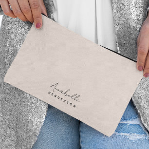 Monogram Blush Pink   Modern Minimalist Feminine Accessory Pouch