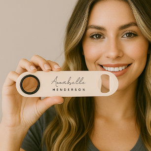 Monogram Blush Pink Modern Minimalist Feminine Bar Key