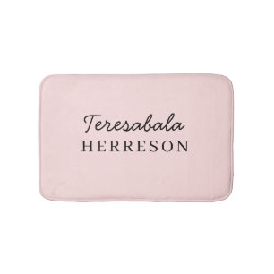 Monogram Blush Pink Modern Minimalist Feminine Bath Mat