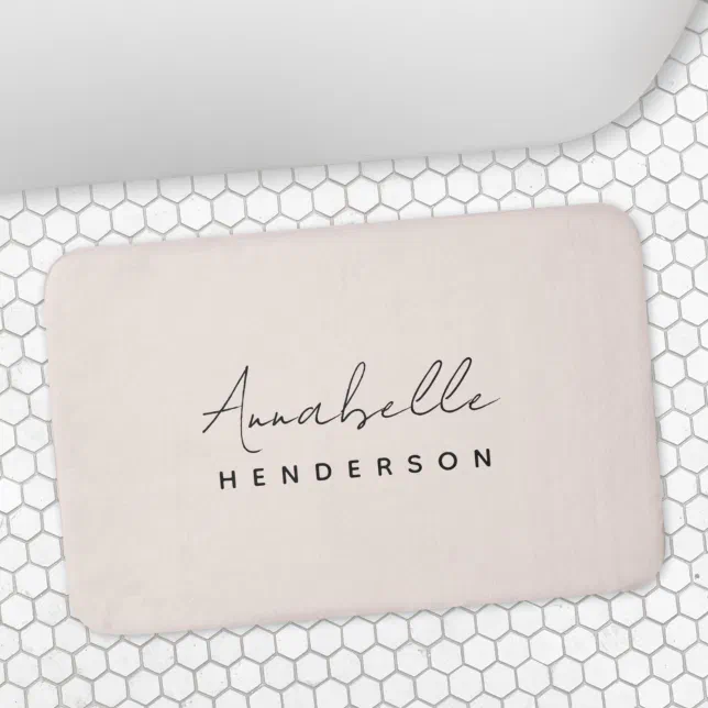 Monogram Blush Pink Modern Minimalist Feminine Bath Mat Zazzle