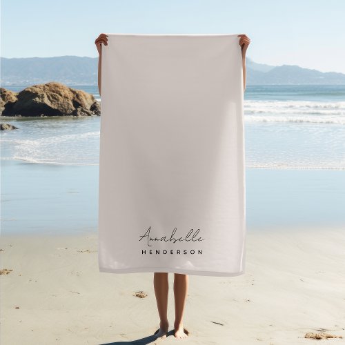 Monogram Blush Pink  Modern Minimalist Feminine Beach Towel