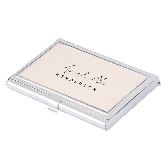 Monogram Blush Pink | Modern Minimalist Feminine Business Card Case (Front)