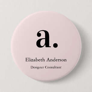 Monogram Blush Pink Modern Minimalist Feminine Button