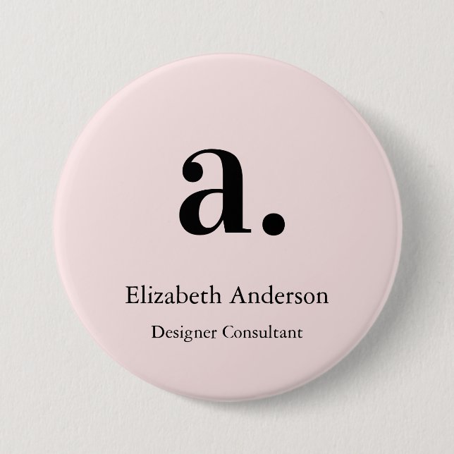 Monogram Blush Pink Modern Minimalist Feminine Button (Front)