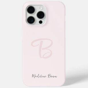 Monogram Blush Pink Modern Minimalist Feminine iPhone 15 Pro Max Case