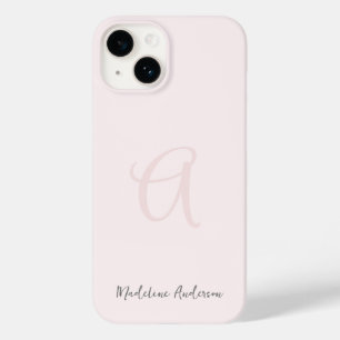 Monogram Blush Pink Modern Minimalist Feminine Case-Mate iPhone 14 Case