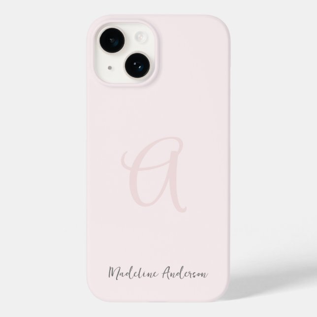 Monogram Blush Pink Modern Minimalist Feminine Case-Mate iPhone Case (Back)