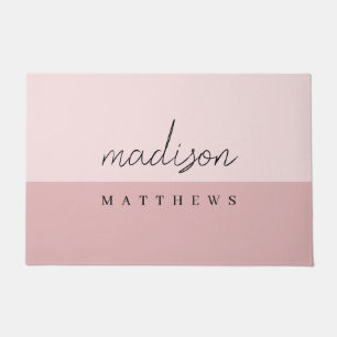Monogram Blush Pink Modern Minimalist Feminine Doormat