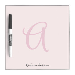 Monogram Blush Pink Modern Minimalist Feminine Dry Erase Board