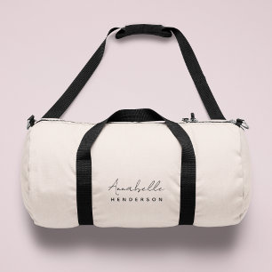Monogram Blush Pink   Modern Minimalist Feminine Duffle Bag
