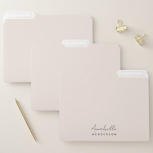 Monogram Blush Pink Modern Minimalist Feminine File Folder