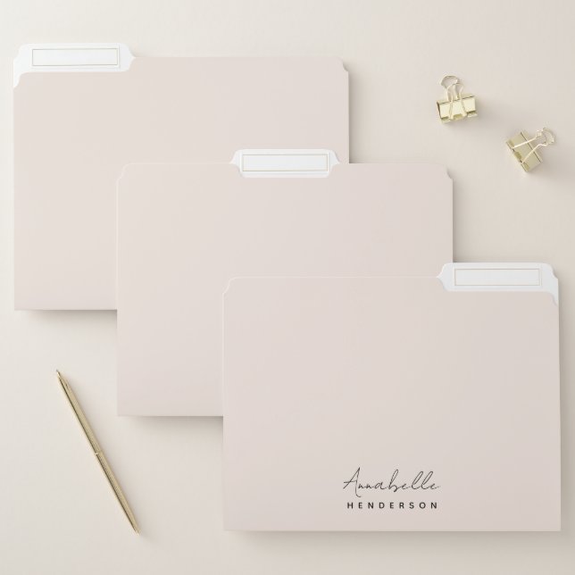 Monogram Blush Pink | Modern Minimalist Feminine File Folder (Set)