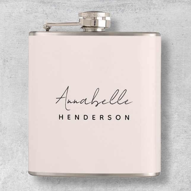 Monogram Blush Pink | Modern Minimalist Feminine Flask (Creator Uploaded)