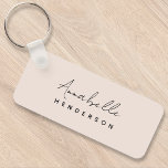 Monogram Blush Pink | Modern Minimalist Feminine Keychain<br><div class="desc">A simple stylish custom monogram design with a modern minimalist handwritten script typography paired with a block typography in black on an elegant pastel blush pink background. The monogram name can easily be personalized to make a design as unique as you are! The perfectly personal gift or accessory for any...</div>