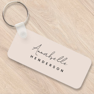 Monogram Blush Pink Modern Minimalist Feminine Keychain
