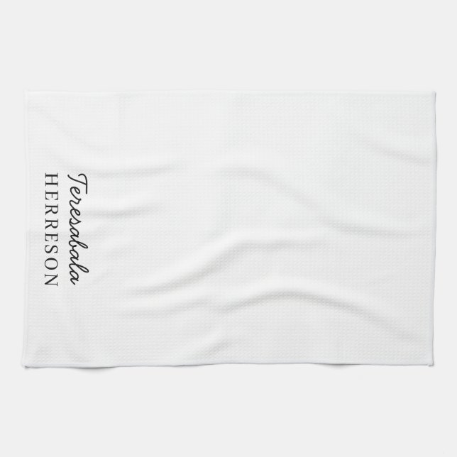 Monogram Blush Pink Modern Minimalist Feminine Kitchen Towel (Horizontal)